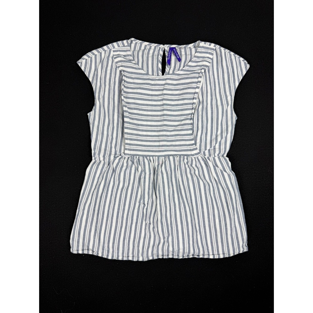 Seraphine Blue White Striped Maternity Nursing Breastfeeding Top Zippers US 6